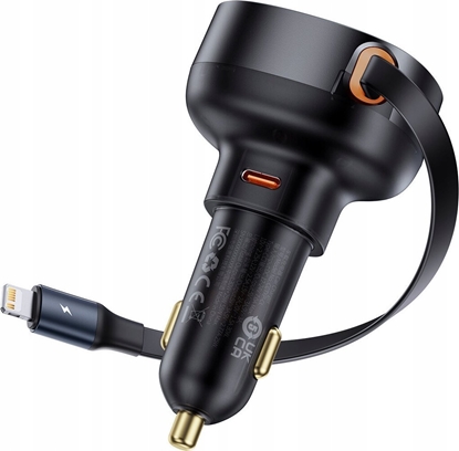 Attēls no adowarka Baseus adowarka samochodowa Enjoyment Pro USB-C (eska) / Lightning (mski) 60W - czarna