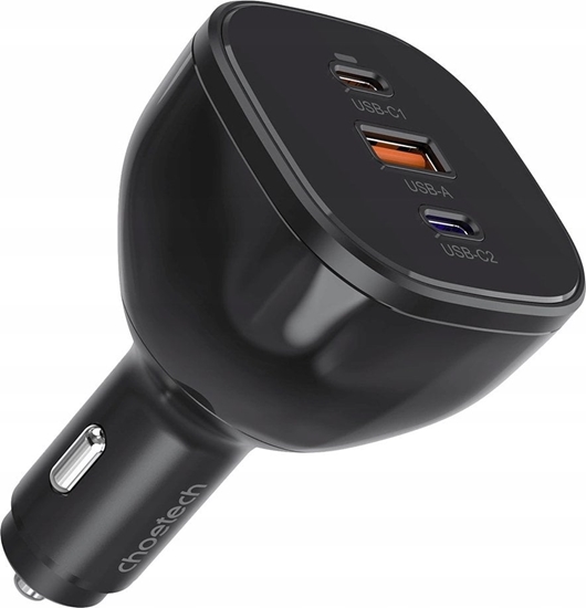 Изображение adowarka Choetech adowarka Choetech TC0024 samochodowa 160W 2x USB-C PD 3.1 1x USB-A - czarna