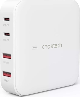 Attēls no adowarka Choetech adowarka sieciowa Choetech PD8008, 2x USB-C, 2x USB-A, GaN, 100W (biaa)