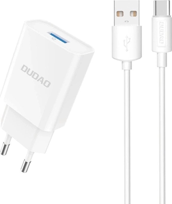 Attēls no adowarka Dudao adowarka sieciowa Dudao A4EU USB-A 2.1A - biaa + kabel USB-A - USB-C