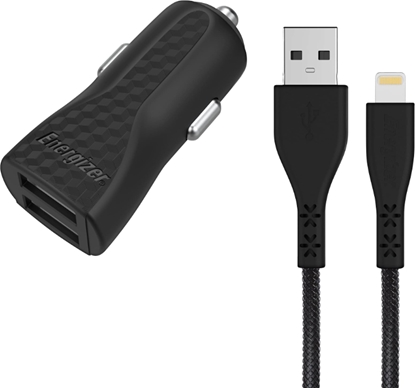Изображение adowarka Energizer Car Charger 2xUSB + Lightning Cable (1.2m) black