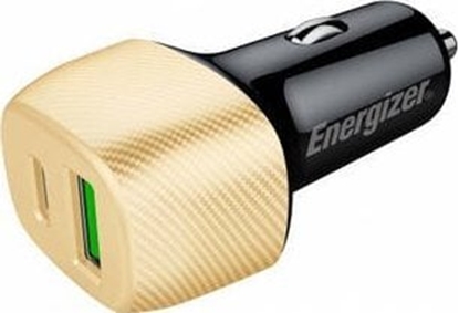 Attēls no adowarka Energizer Energizer Ultimate - adowarka samochodowa USB-C & USB-A 38W PD + QC3.0 (Zoty / Czarny)