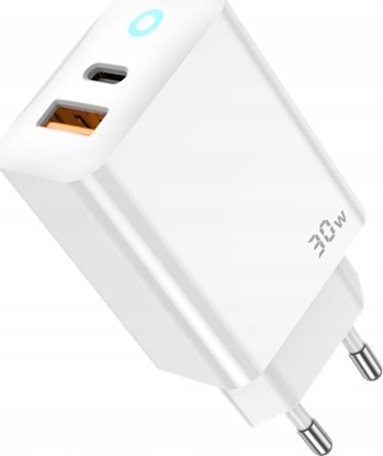 Изображение adowarka Jellico JELLICO adowarka sieciowa EU13 GaN PD 30W 1xUSB-C + 1xUSB QC3.0 + kabel USB-C - Lightning Biay