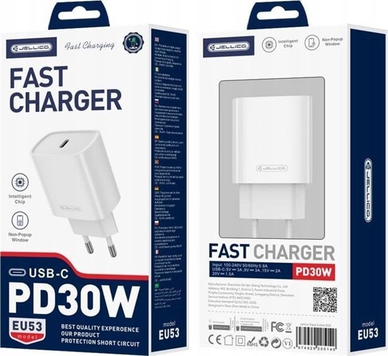 Picture of adowarka Jellico JELLICO adowarka sieciowa EU53 PD 30W 1xUSB-C Biay