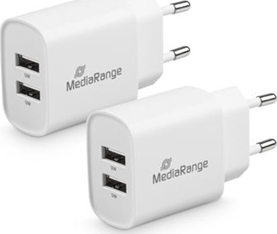 Изображение adowarka MediaRange MediaRange Ladegerät 12W 2-Port 2x USB-A,  weiß