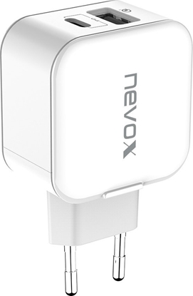 Attēls no adowarka Nevox nevox 20W USB-C PD + USB QC 3.0 Ladegerät weiß
