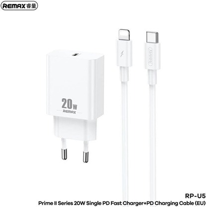 Picture of adowarka Remax AD SIEC REMAX PRIME II SERIES 20W RP-U5 + KABEL USB-C/LIGHTNING 1M