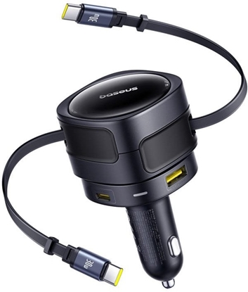 Attēls no adowarka samochodowa Baseus Enjoyment Max z kablami USB-C+USB-C i portami USB-A+USB-C 90W Czarny