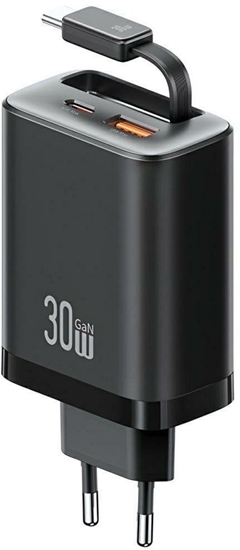 Picture of adowarka sieciowa USAMS Xiang Series CC296 30W 1xUSB-C 1xUSB-A + kabel USB-C czarny