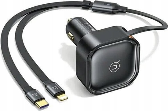 Изображение adowarka Usams adowarka samochodowa USAMS C41 ze zwijanym kablem 1xUSB-C, 1xLightning PD 30W Fast Charge czarny/black
