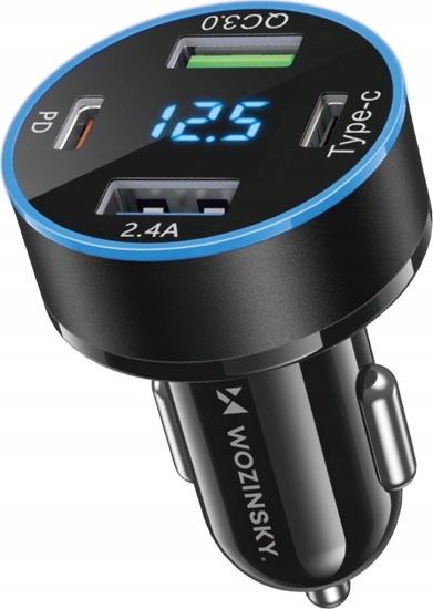 Picture of adowarka Wozinsky adowarka samochodowa Wozinsky WDCCB z wywietlaczem 50W 2xUSB-C / 2xUSB-A - czarna