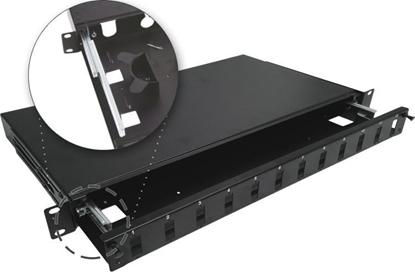 Изображение Alantec Przecznica wiatowodowa teleskopowa 12xSC duplex 19" 1U z akcesoriami montaowymi (dawiki, opaski) (FOP-1U-12SCD-C-P)