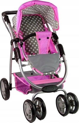 Picture of Alice Wózek Dla Lalek Spacerówka 2 w 1 Gondola Torba Róowy Gwiazdki