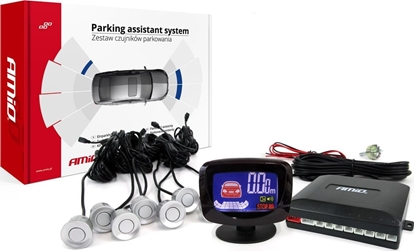 Picture of AMiO Zestaw czujników parkowania cofania led-graf 8 sensorów srebrne