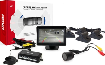 Attēls no AMiO Zestaw czujników parkowania tft01 4,3" z kamer hd-301-ir 4 sensory czarne truck
