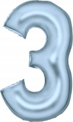 Изображение AMSCAN Balon foliowy cyfra 3 satynowy pastelowy niebieski 86cm spakowany 9917335