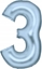 Изображение AMSCAN Balon foliowy cyfra 3 satynowy pastelowy niebieski 86cm spakowany 9917335