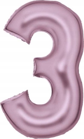 Изображение AMSCAN Balon foliowy cyfra 3 satynowy pastelowy ró 86cm spakowany 9917325