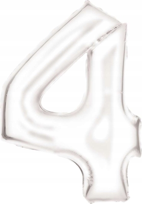 Изображение AMSCAN Balon foliowy cyfra 4 satynowa biaa 86cm 9917296