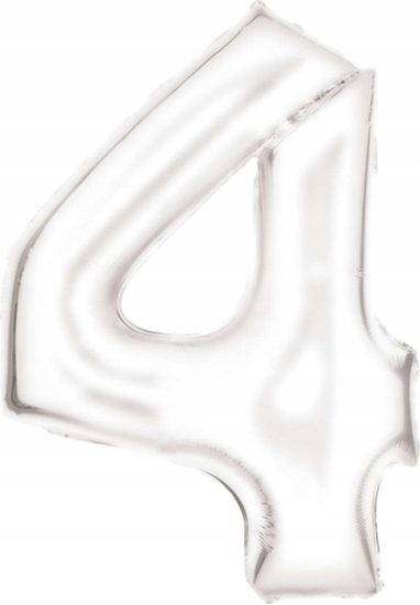 Изображение AMSCAN Balon foliowy cyfra 4 satynowa biaa 86cm 9917296