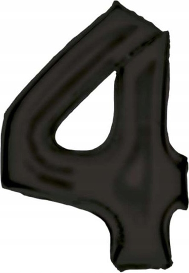 Изображение AMSCAN Balon foliowy cyfra 4 satynowa czarna 86cm N34 spakowany 9917306