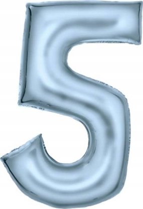 Изображение AMSCAN Balon foliowy cyfra 5 satynowy pastelowy niebieski 86cm spakowany 9917337