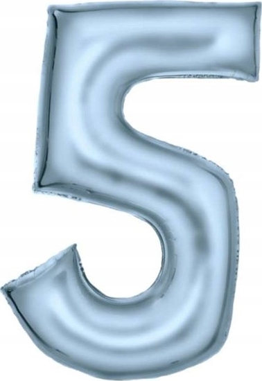 Изображение AMSCAN Balon foliowy cyfra 5 satynowy pastelowy niebieski 86cm spakowany 9917337