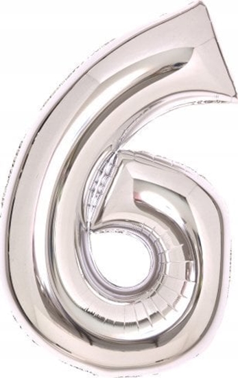 Picture of AMSCAN Balon foliowy cyfra 6 srebrna 46x66cm 9913231