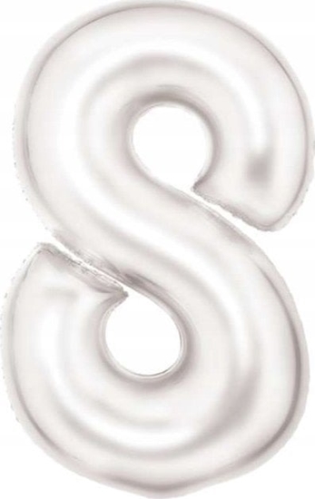 Изображение AMSCAN Balon foliowy cyfra 8 satynowa biaa 86cm 9917300