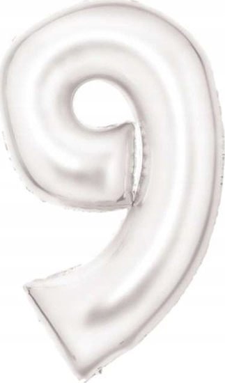 Изображение AMSCAN Balon foliowy cyfra 9 satynowa biaa 86cm 9917301