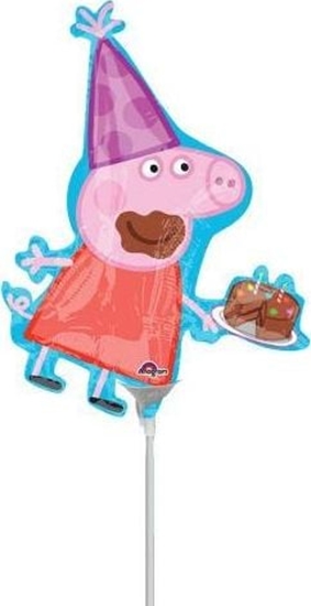 Изображение AMSCAN Balon foliowy do patyka winka Peppa - 33 cm uniwersalny