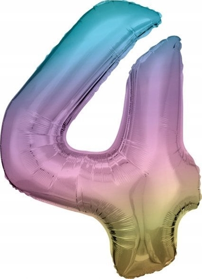 Изображение AMSCAN Balon foliowy dua cyfra 4 Tcza Pastel 65x86cm N34 spakowany 9909702