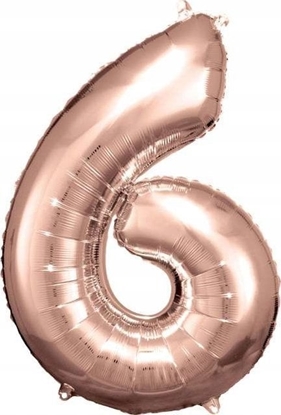 Attēls no AMSCAN Balon foliowy dua cyfra 6 róowe zoto 60x86cm 9906281