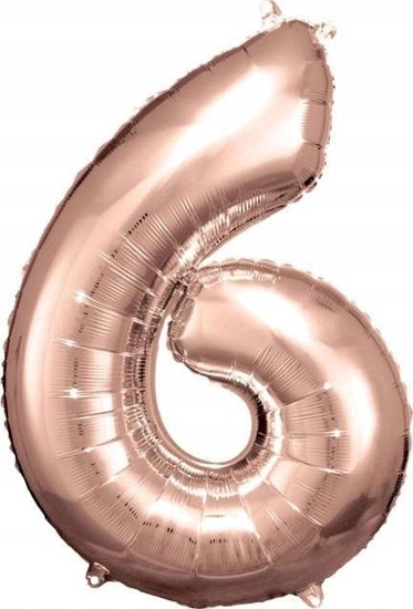 Изображение AMSCAN Balon foliowy dua cyfra 6 róowe zoto 60x86cm 9906281