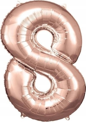 Attēls no AMSCAN Balon foliowy dua cyfra 8 róowe zoto 57x86cm 9906283