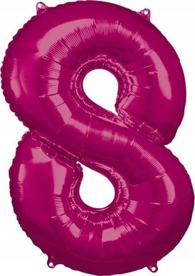 Изображение AMSCAN Balon foliowy dua cyfra 8 róowy 57x86cm 9907291