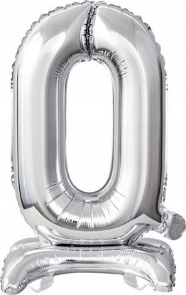 Attēls no AMSCAN Balon foliowy mini cyfra 0 ze stopk srebrny 22x40cm 9911723