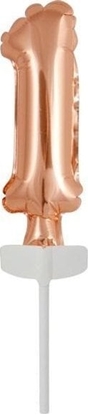 Attēls no AMSCAN Balon foliowy mini cyfra 1 róowe zoto 4x12cm