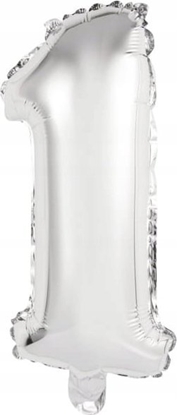 Attēls no AMSCAN Balon foliowy mini cyfra 1 srebrna 19,5x40cm 9909669