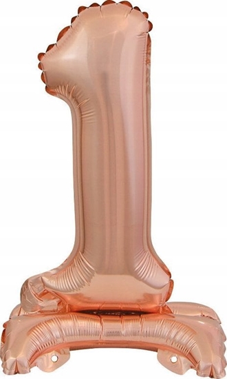 Изображение AMSCAN Balon foliowy mini cyfra 1 ze stopk róowe zoto 22x40cm 9911734