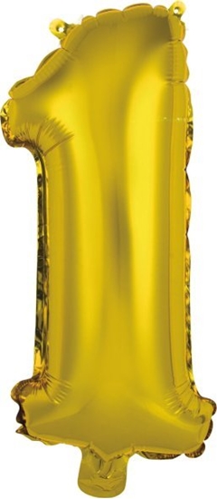 Изображение AMSCAN Balon foliowy mini cyfra 1 zota 19,5x40cm