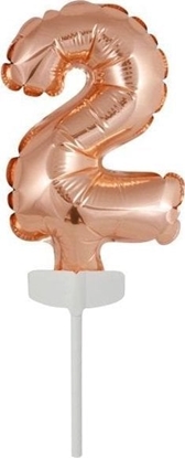 Attēls no AMSCAN Balon foliowy mini cyfra 2 róowe zoto 8x12cm
