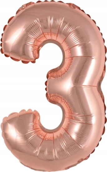 Изображение AMSCAN Balon foliowy mini cyfra 3 róowe zoto 25x40cm 9909691