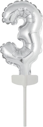 Attēls no AMSCAN Balon foliowy mini cyfra 3 srebrna 7x12cm