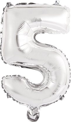 Attēls no AMSCAN Balon foliowy mini cyfra 5 srebrna 25,5x40cm 9909673
