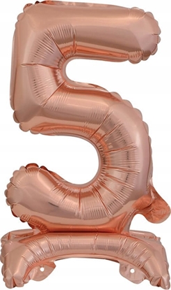 Attēls no AMSCAN Balon foliowy mini cyfra 5 ze stopk róowe zoto 22x40cm 9911738