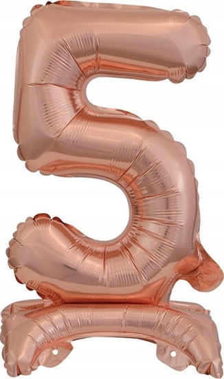 Изображение AMSCAN Balon foliowy mini cyfra 5 ze stopk róowe zoto 22x40cm 9911738