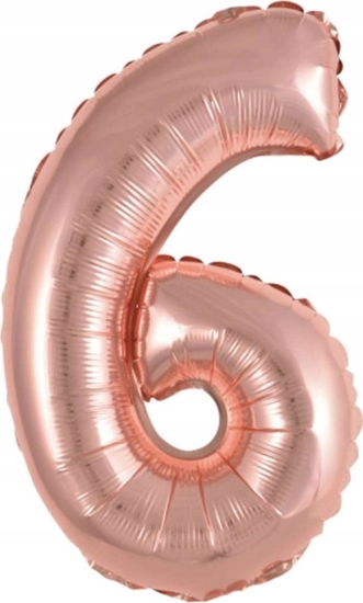 Изображение AMSCAN Balon foliowy mini cyfra 6 róowe zoto 29x40cm 9909694