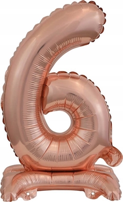 Изображение AMSCAN Balon foliowy mini cyfra 6 ze stopk róowe zoto 22x40cm 9911739