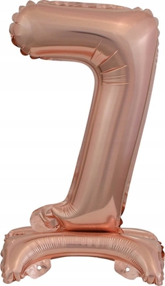 Attēls no AMSCAN Balon foliowy mini cyfra 7 ze stopk róowe zoto 22x40cm 9911740